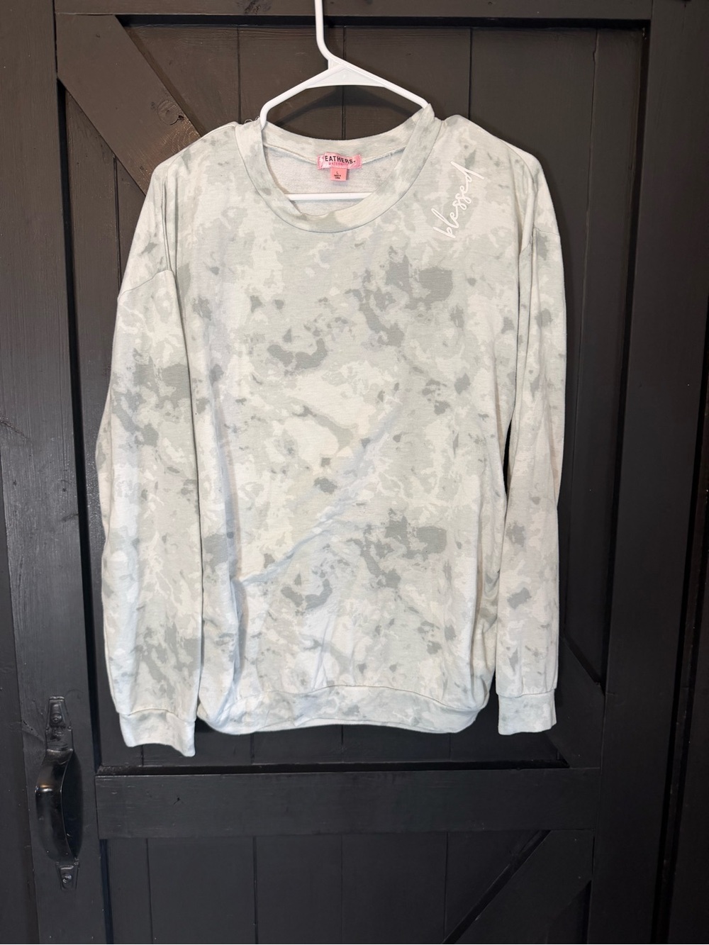 feathers Pale Gray Camouflage Crewneck Sweatshirt